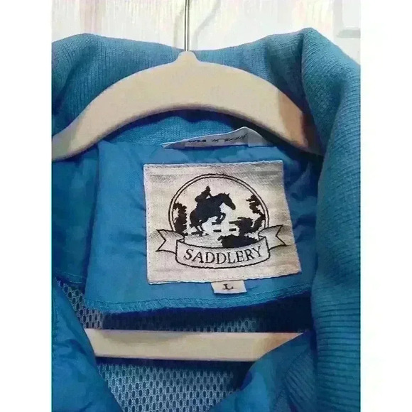 Saddlery Jacket Men Large Blue Nylon Full Zip Outdoors Windbreaker Lightweight - Picture 2 of 4